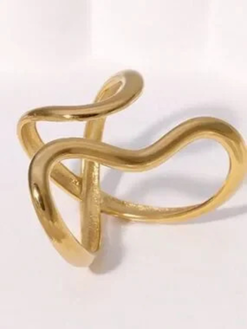 Modern Gold Wave Open Ring Set - Picture 3 of 4